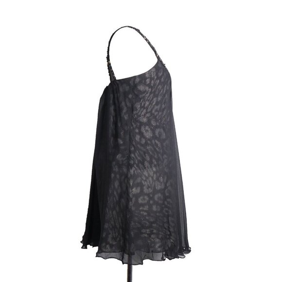 BCBGMaxazria Womens 0 Black Anika Silk Party Dress Gold Crystals Beaded IML6N481 - Picture 7 of 13